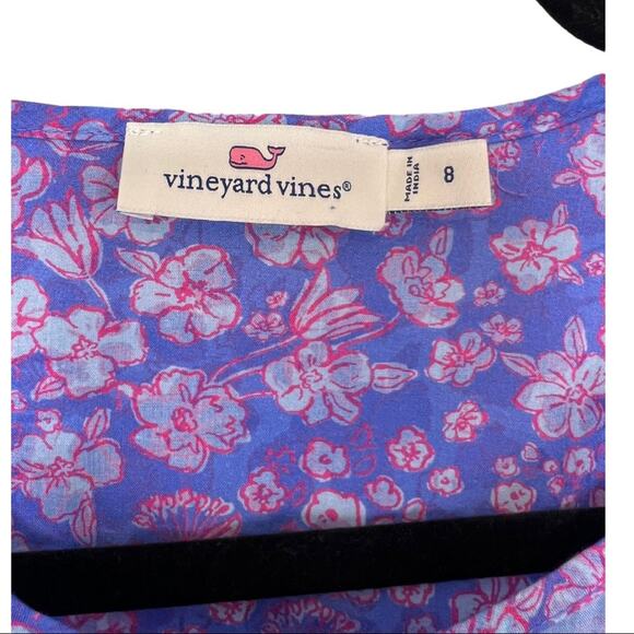 Vineyard Vines Floral Ruffle Button Front cotton Top Size 8 - Picture 7 of 13